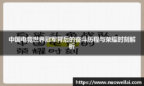 中国电竞世界冠军背后的奋斗历程与荣耀时刻解析